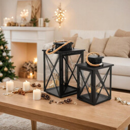 Komplet 2 latarenek metalowych z uchwytem sznurek 20