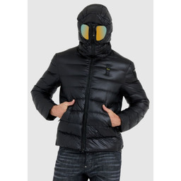 BLAUER Czarna męska puchowa kurtka Enrique z goglami,