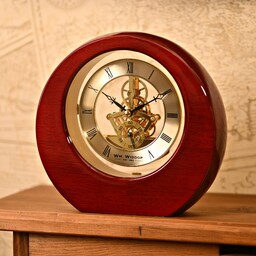 ZEGAR STOJĄCY z drewna fortepianowego, złota tarcz