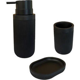 Relaxdays Akcesoria łazienkowe, 3-częściowy, mydelniczka, dozownik mydła, kubek