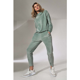 Dresowe Spodnie z Weluru - Miętowe