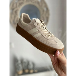 Jasnobeżowe kremowe SKÓRZANE sneakersy GOODIN