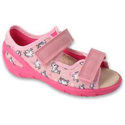 Kapcie dziecięce Befado 063X019 dziewczęce sandałki różowe