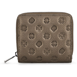 Damski portfel ze skóry z tłoczeniem złoty