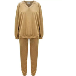 Komplet dresowy bluza spodnie welur gładki-L/XL