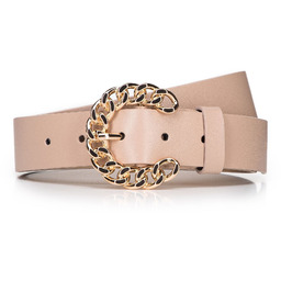 Damski pasek skórzany z klamrą w kształcie podkowy