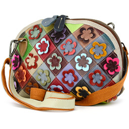 Piękna kolorowa listonoszka skórzana, wzór mozaiki