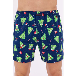 Szorty świąteczne z choinkami Comfort 166 niebieskie