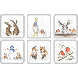 Wrendale Designs - Kwadratowe podstawki bożonarodzeniowe