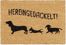 Relaxdays Wycieraczka kokosowa "Hereindackelt", mata kokosowa z motywem
