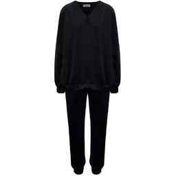 Komplet dresowy bluza spodnie welur gładki-L/XL