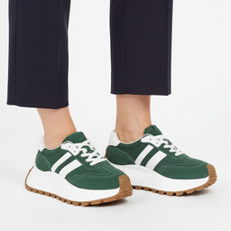 S.Barski Sneakersy damskie, cholewka skóra naturalna zamszowa wiązanie