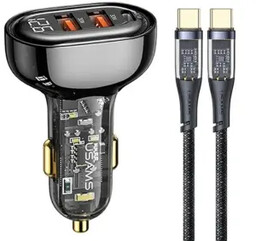 USAMS 2xUSB USB-C 80W + kabel USB-C Czarny