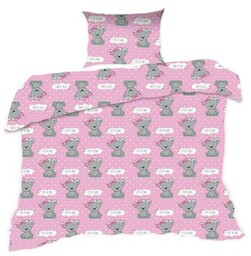 Pościel bawełniana 100x135 555K misie różowa szara Kids