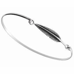 Elegancka gładka sztywna srebrna bransoleta listek liść leaf