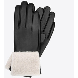 Damskie rękawiczki ocieplane z ozdobnym mankietem czarno -