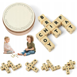 GRA PLANSZOWA W KOŚCI KRZYŻÓWKA SCRABBLE LITERY EDUKACYJNA