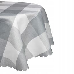Okrągły obrus w kratę szary śr. 90 cm