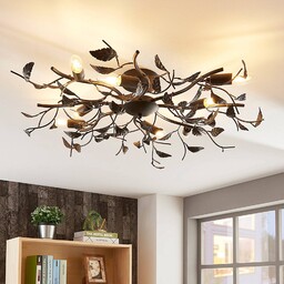 Lampa sufitowa Lindby Yos, 8-punktowa, 85 cm, czarno-miedziany,