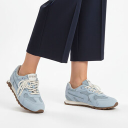 S.Barski Sneakersy damskie, cholewka skóra naturalna zamszowa perforowane