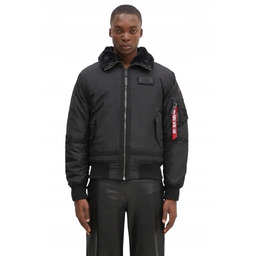 ALPHA INDUSTRIES CZARNA KURTKA BOMBER Z FUTRZANYM KOŁNIERZEM