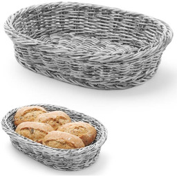 Koszyk na pieczywo owalny polipropylenowy szary 320x230x70 mm