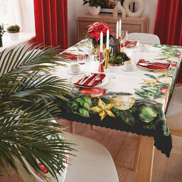 Markizeta Obrus świąteczny 140x220 zielony Bombki