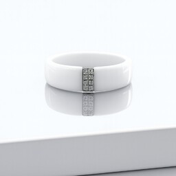 Pierścionek damski ceramiczny z cyrkoniami - biały [Rozmiar