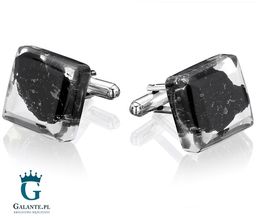 Srebrne spinki do mankietów z węglem SMW-008