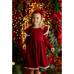 Lily Grey Sukienka Długi Rękaw Bordo Koronka r.98