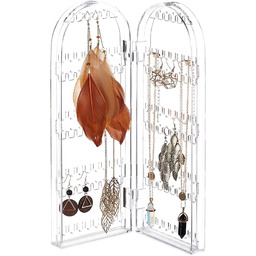 Relaxdays, Przezroczysty stojak na biżuterię z akrylu, składany