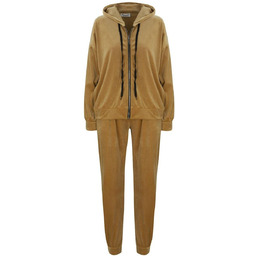 Damski dres sportowy welur bluza spodnie kaptur