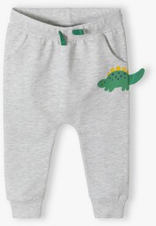 Szare dresowe spodnie niemowlęce - Dino