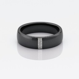 Pierścionek damski ceramiczny z cyrkoniami - czarny [Rozmiar