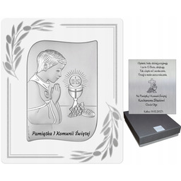 Srebrny Obrazek Pamiątka I Komunii Dla Chłopca Srebrny