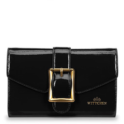 Damska kopertówka ze skóry lakierowanej czarna