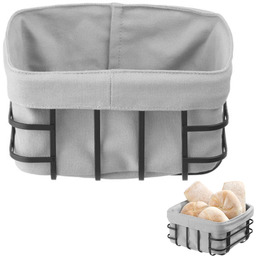 Koszyk pojemnik na pieczywo z szarym workiem kwadratowy