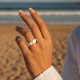 Pierścionek damski ceramiczny z cyrkonią - biały [Rozmiar