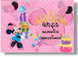 Baner urodzinowy wodoodporny girlanda Myszka Minnie
