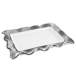 Eurofirany Patera dekoracyjna 36x25x4 Betsy 01 biała srebrna