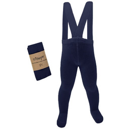 Niemowlęce rajstopy bambusowe z szelkami granatowe Nicol r.68/74