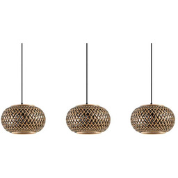 Lindby - Nerys 3 Lampa Wisząca Black/Wood