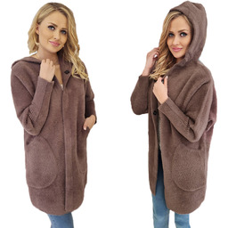 ALPAKI PŁASZCZ kurtka WEŁNA CAPPUCCINO oversize DŁUGI
