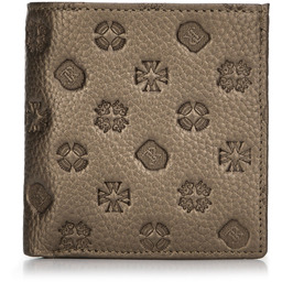 Mały damski portfel skórzany z tłoczeniem złoty