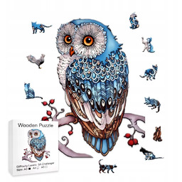 Drewniane puzzle / Wooden Puzzle / Sowa Niebieskoogonowa