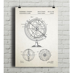 Pakamera Globus astronomiczny - patent - plakat vintage