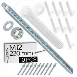 10 x Szpilka kotwy chemicznej M12 220 10