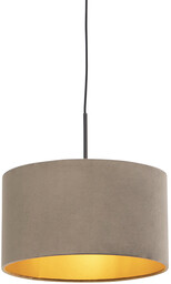 Lampa wisząca z abażurem z weluru taupe ze