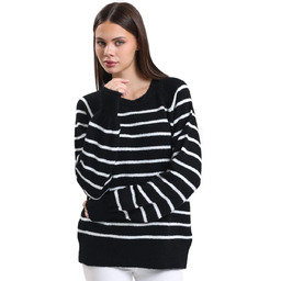 Ciepły damski sweter modny w paski ANNA
