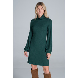 Dzianinowa Sukienka z Golfem - Zielona